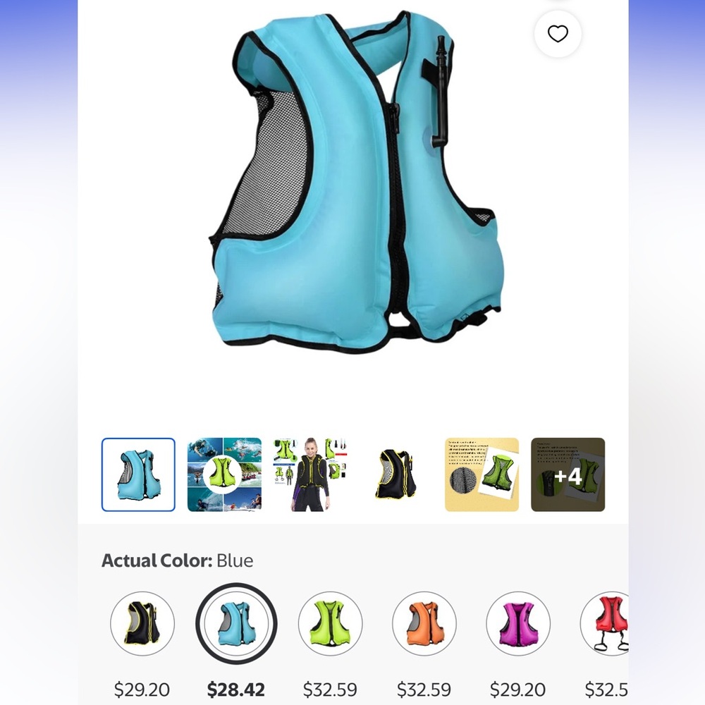 Life Vest, Inflatable, Blue